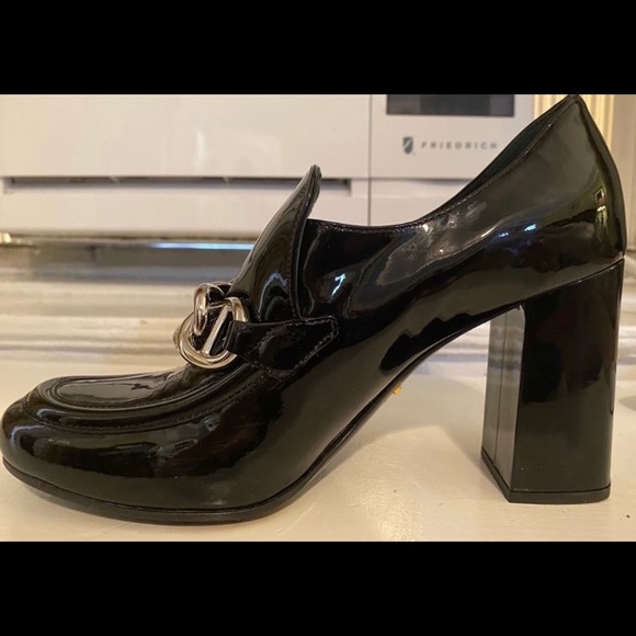 PRADA Patent Leather Chain Bit Loafer Pump Size 38 - Picture 7 of 10